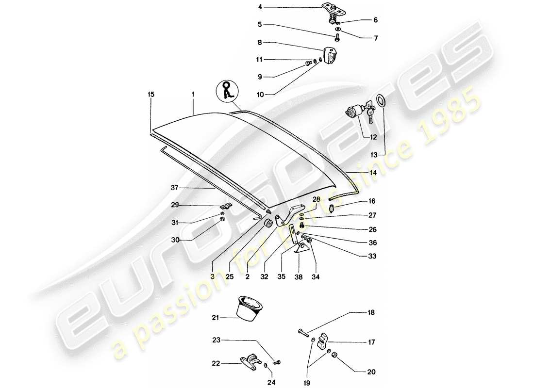 porsche 1976 (914) cover-ersatzteildiagramm