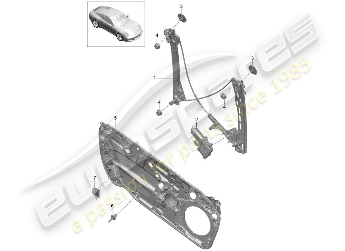 porsche 2019 (991-2) fensterheber teilediagramm