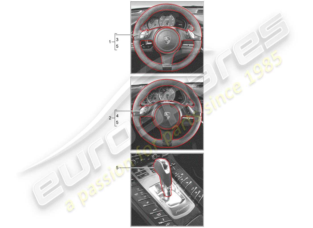 porsche 2014 (tequipment panamera) lenkrad teilediagramm