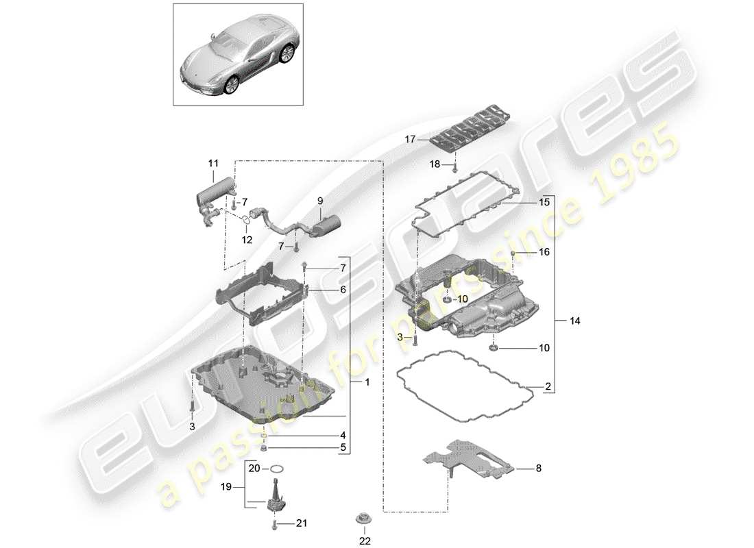 porsche 2016 (981 cayman) ölwanne - ersatzteildiagramm