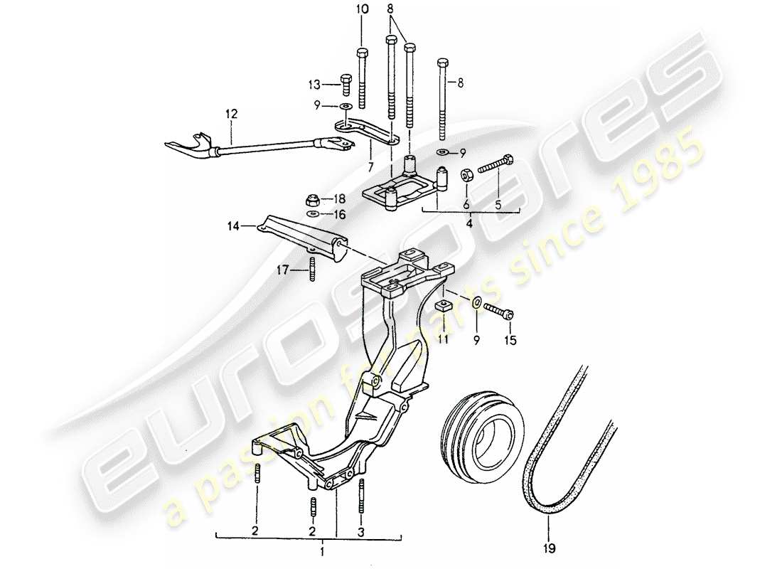porsche 1989 (964) kompressor - montage - antriebsmechanismus teilediagramm