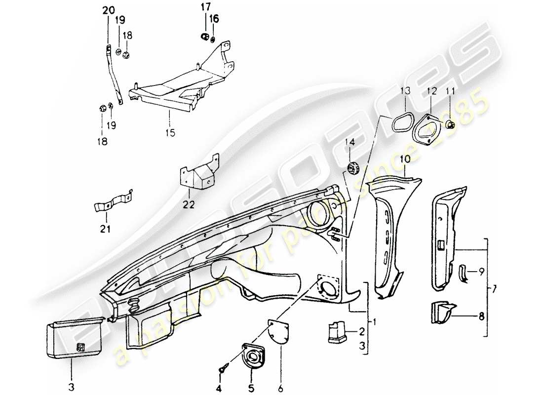 porsche 1992 (964) innenverkleidung ersatzteildiagramm