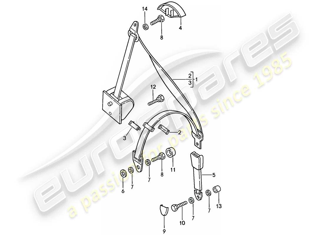 porsche 1986 (924s) sicherheitsgurt - teilediagramm