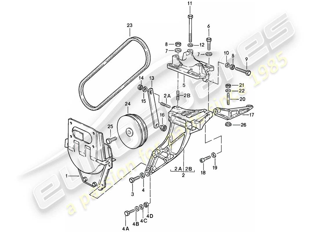 porsche 1985 (911) kompressor - montage- und antriebsmechanismus ersatzteildiagramm