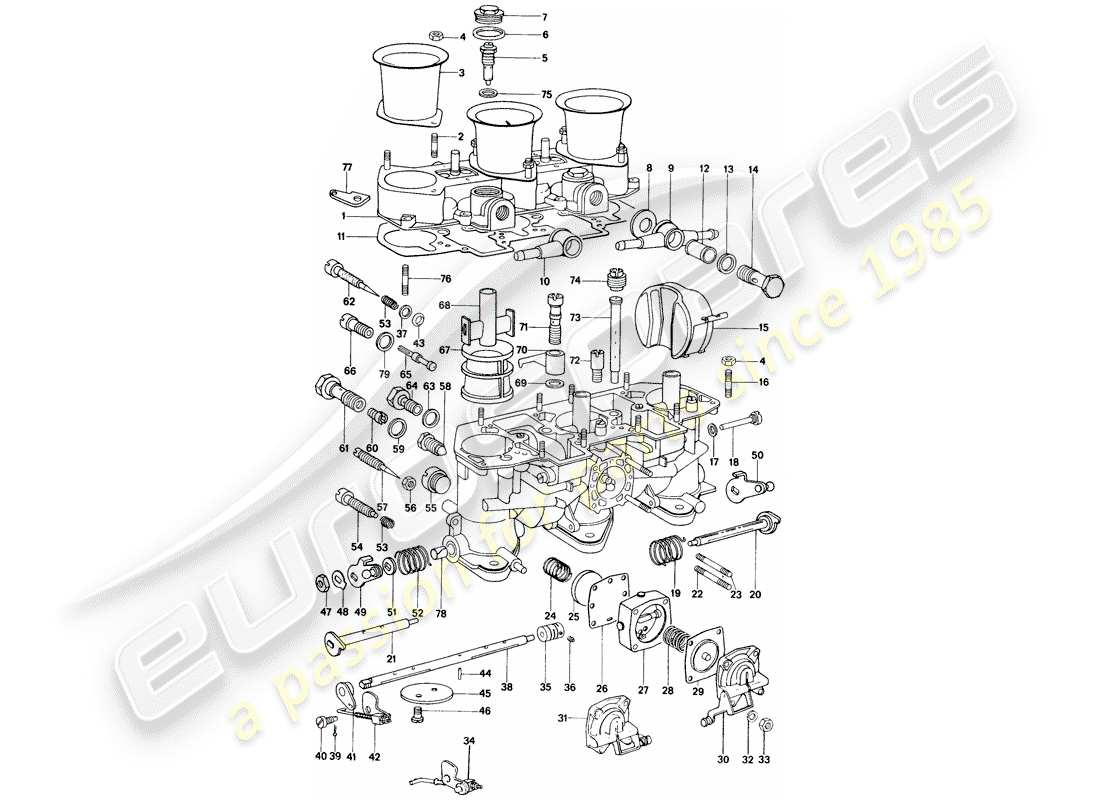 porsche 1973 (914) vergaser - reparaturmaterial teilediagramm