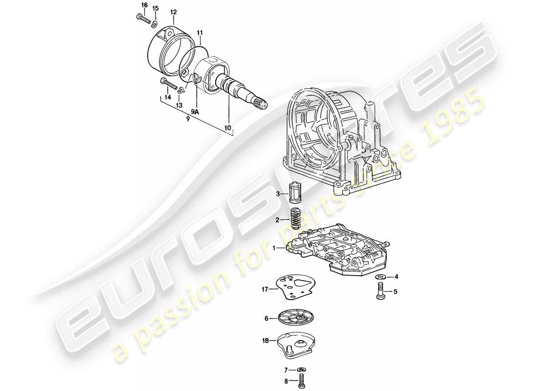 porsche 1976 (924) ventilkörper - ölsieb - regler - automatikgetriebe ersatzteildiagramm