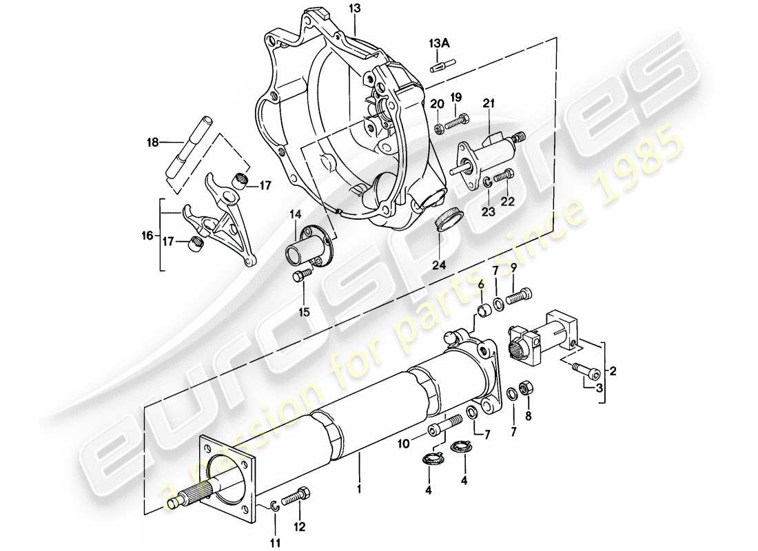 porsche 1976 (924) zentralrohr ersatzteildiagramm