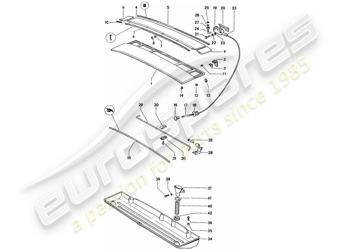 porsche 1971 (914) abdeckung - motorraum ersatzteildiagramm