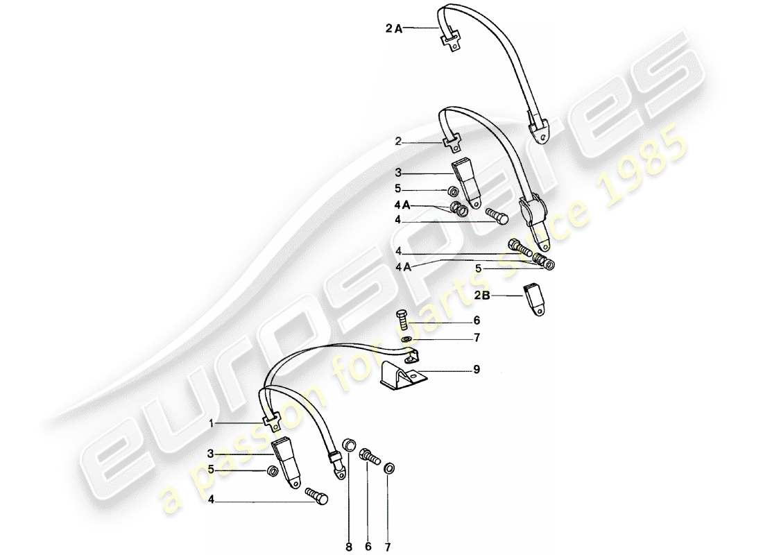 porsche 1981 (911) sicherheitsgurt - teilediagramm