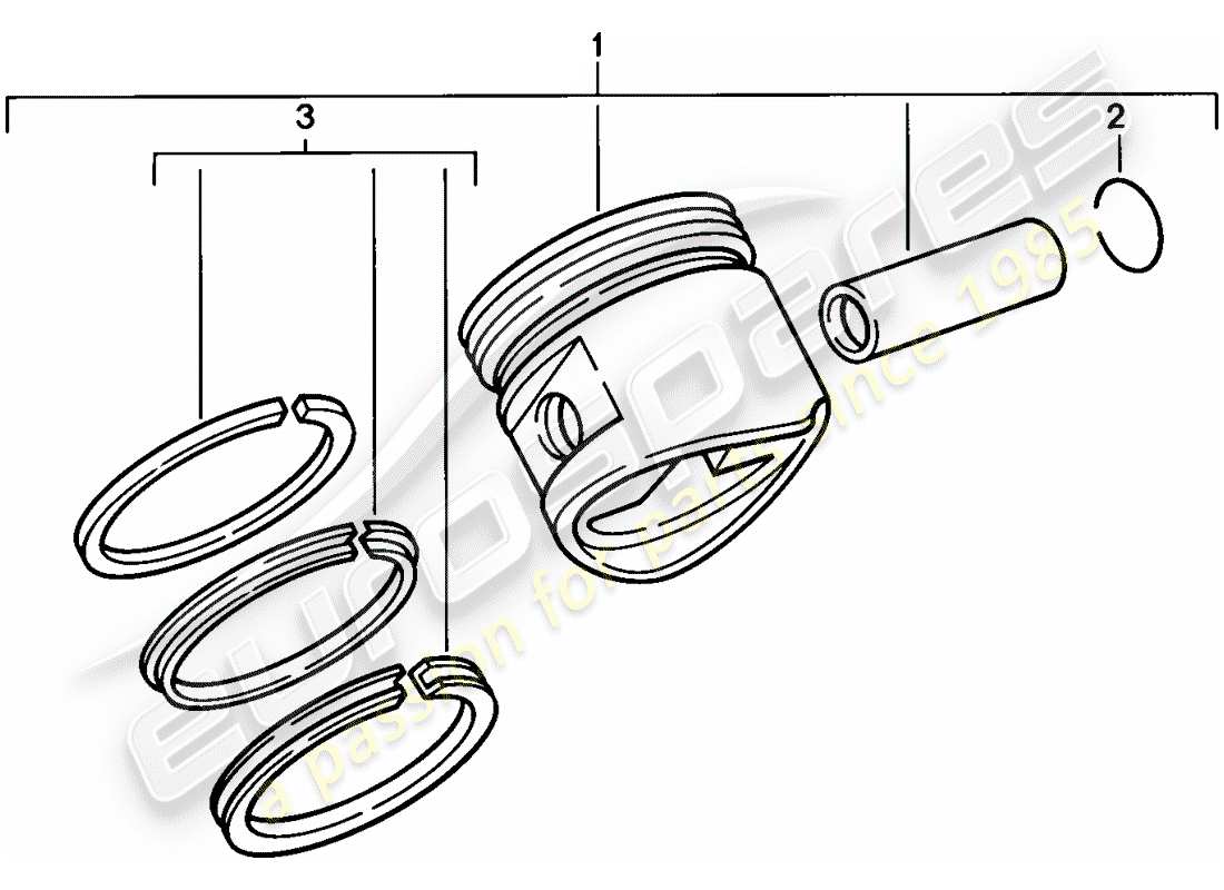 porsche 1987 (924s) kolben - kolbenring ersatzteildiagramm
