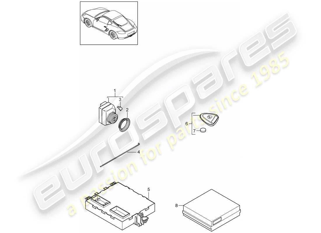porsche 2009 (987 cayman) steuergeräte ersatzteildiagramm