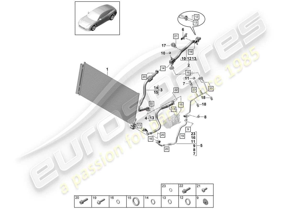 porsche 2020 (panamera 971-1) kältemittelkreislauf teilediagramm