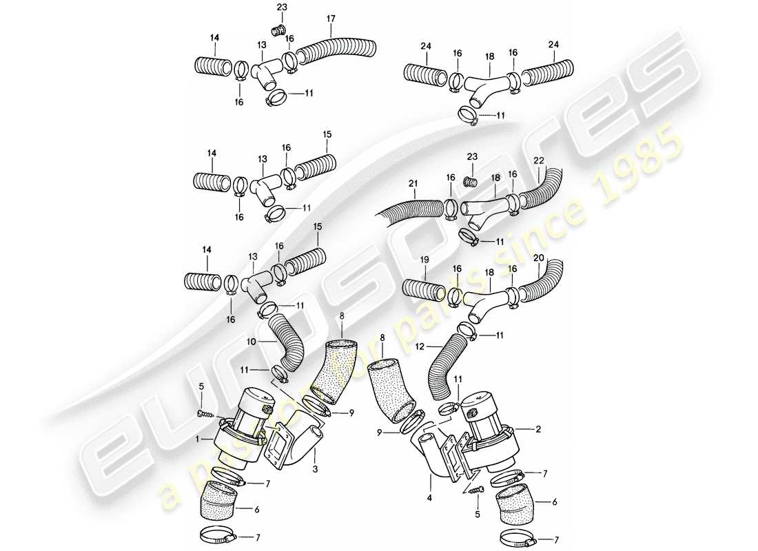 porsche 1986 (911) zusätzliches gebläse teilediagramm