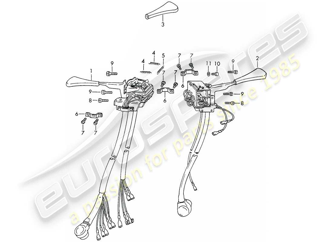 porsche 1969 (911/912) lenkstockschalter ersatzteildiagramm