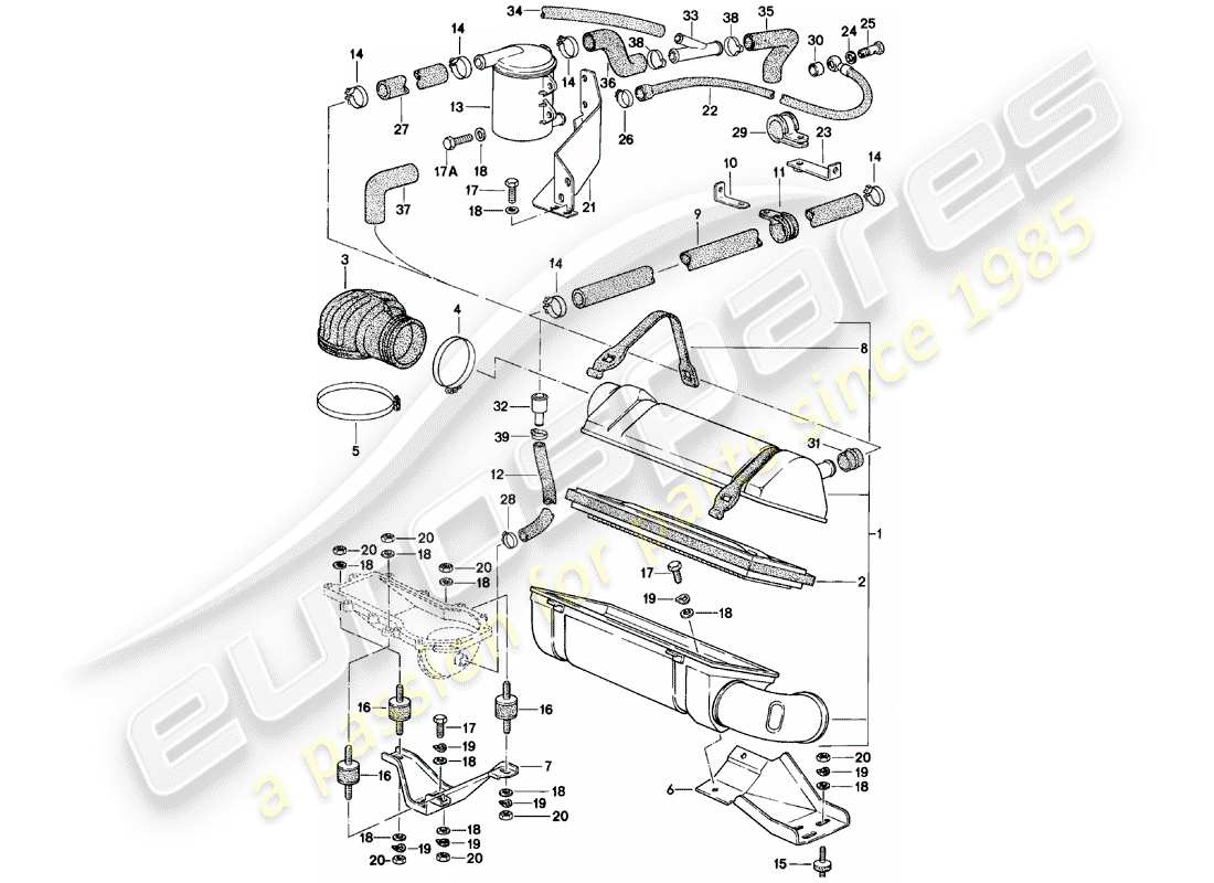 porsche 1981 (924) luftfiltersystem teilediagramm