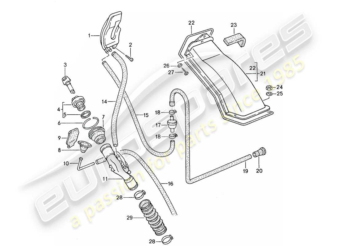 porsche 1989 (944) einfüllhals teilediagramm