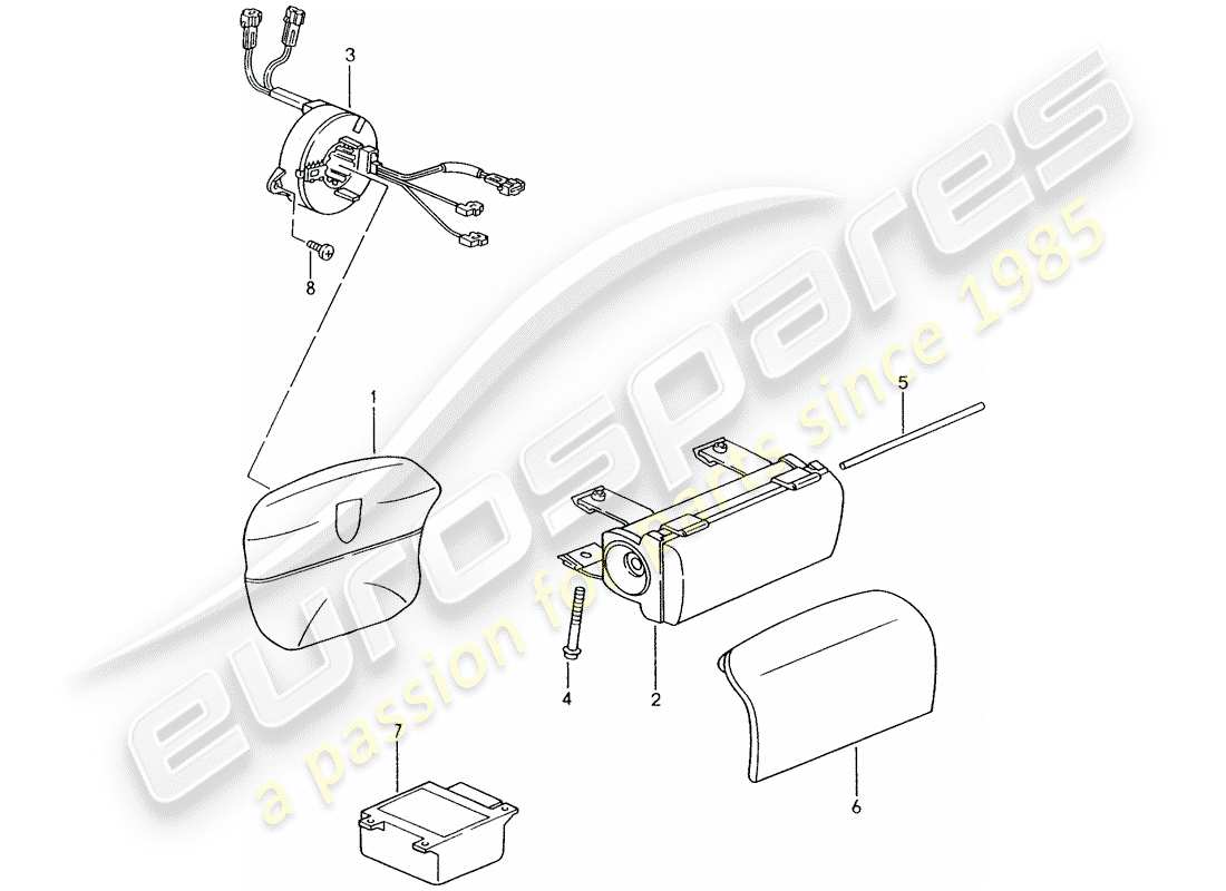 porsche 2004 (986 boxster) airbag-teilediagramm
