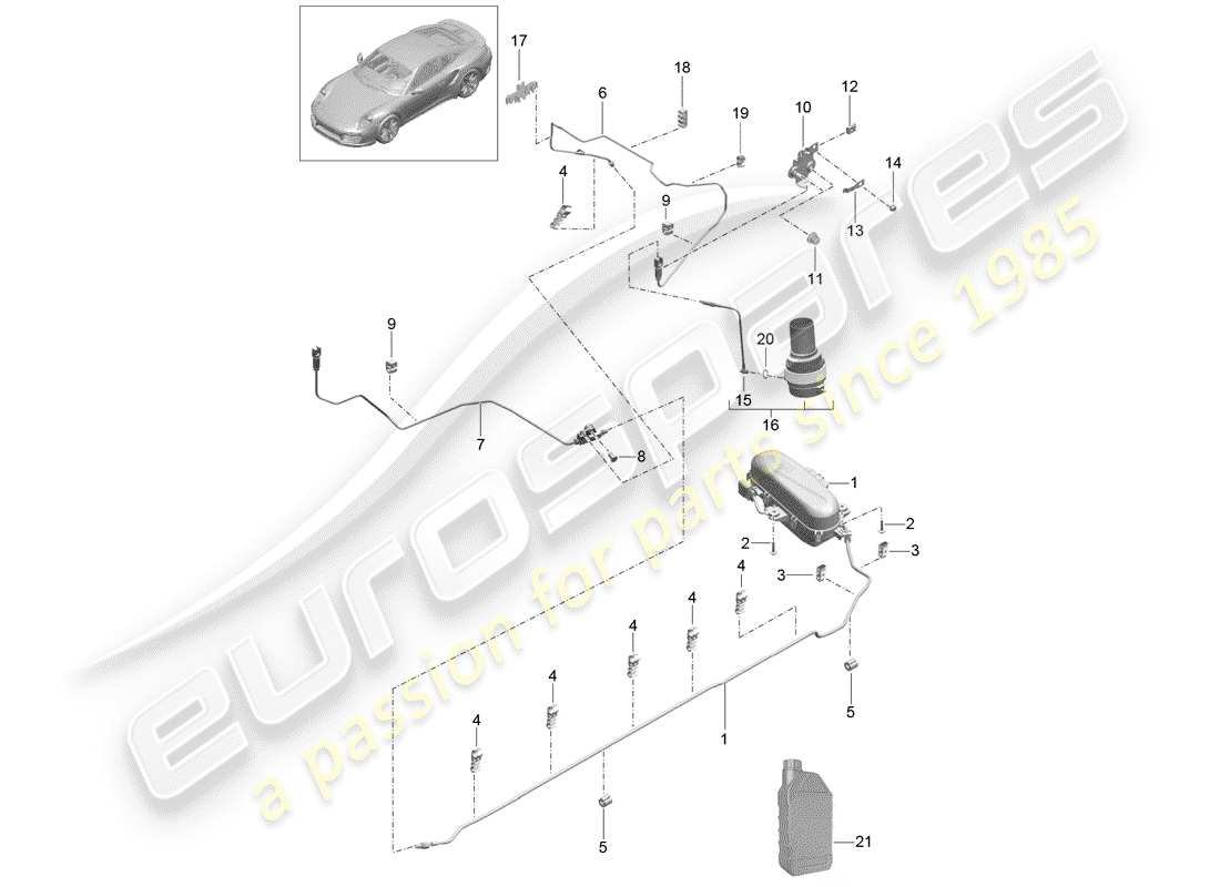 porsche 2015 (991-1 turbo) selbstnivellierendes system teilediagramm