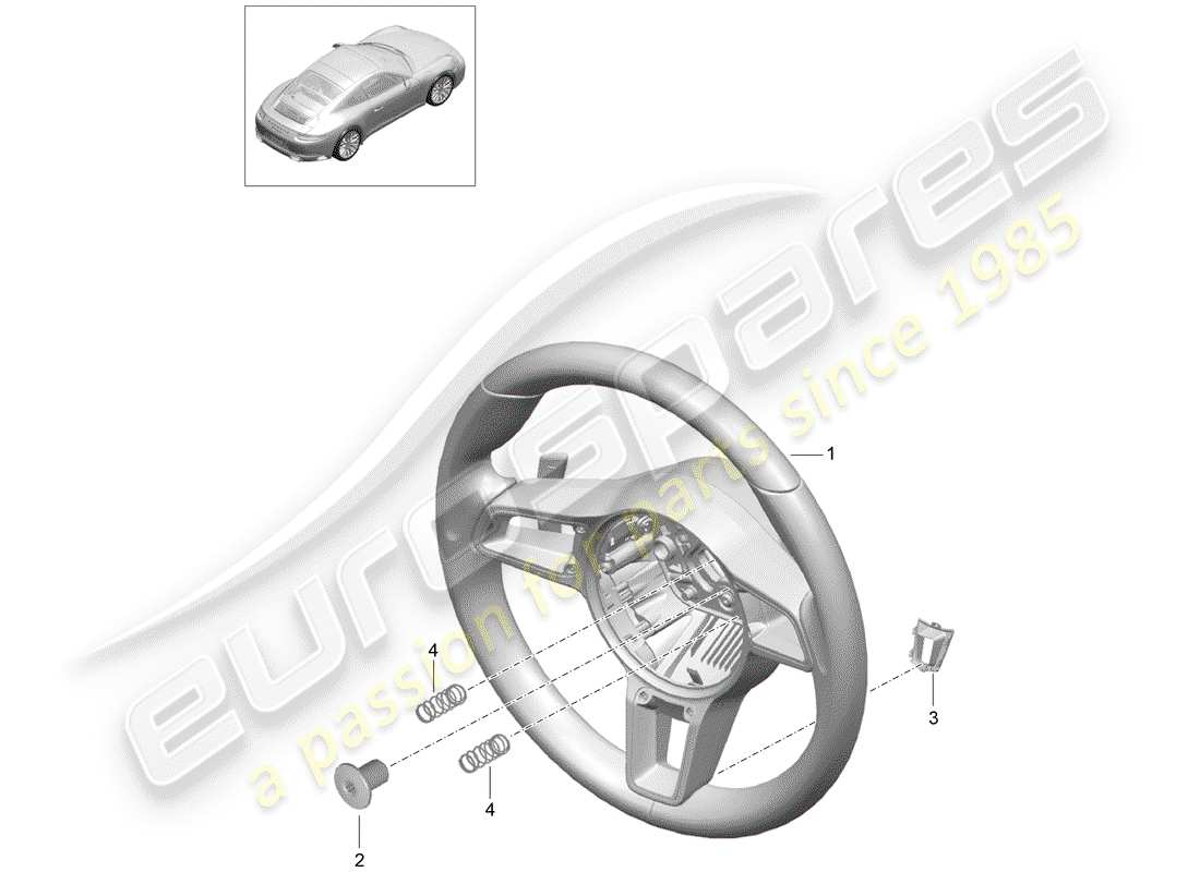 porsche 2019 (991-2) lenkrad teilediagramm