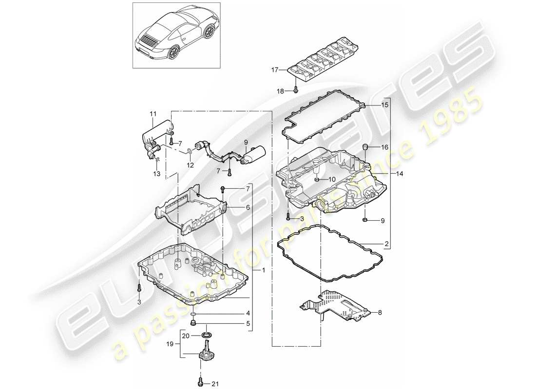 porsche 2010 (997-2) ölwanne - ersatzteildiagramm