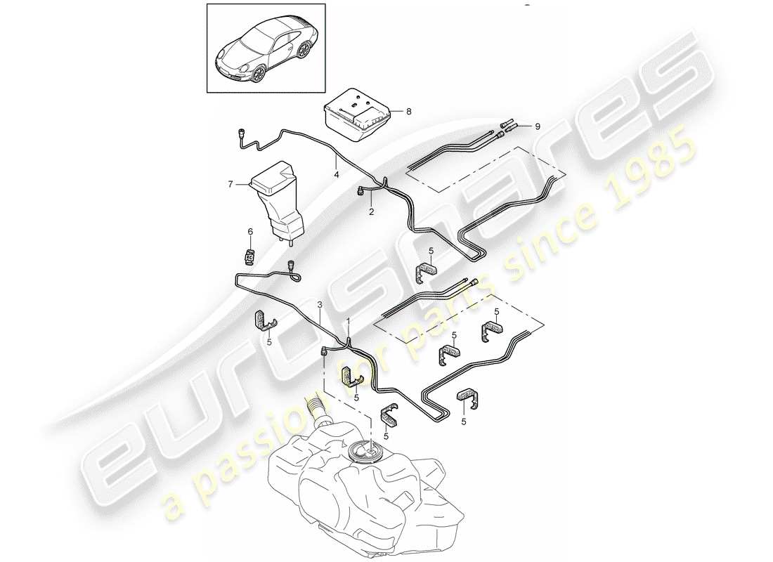 porsche 2009 (997-2) kraftstoffsystem teilediagramm