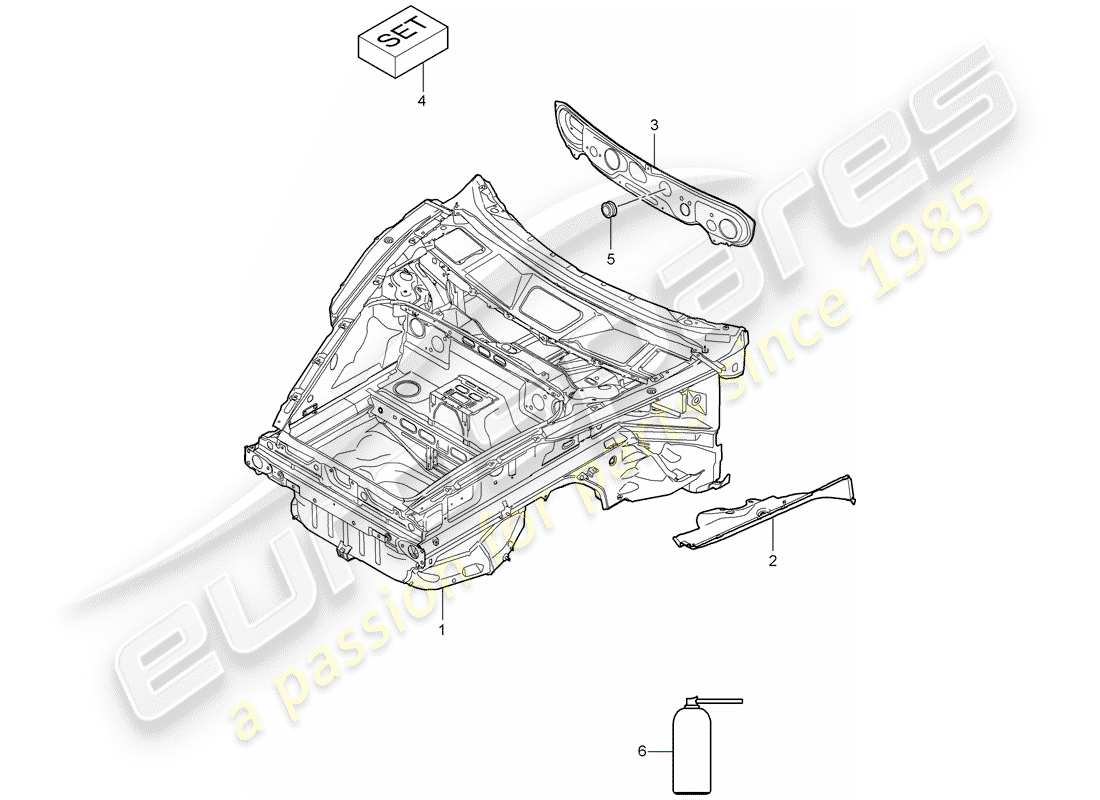 porsche 2007 (997-1 turbo / gt2) front end teilediagramm