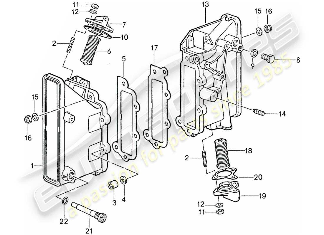porsche 1988 (959) kettengehäuse ersatzteildiagramm