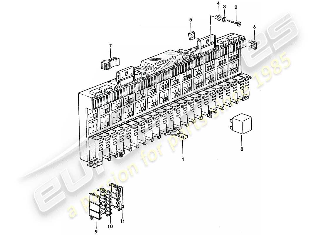 porsche 1994 (928) sicherungskasten/relaisplatte - relais - sicherung ersatzteildiagramm