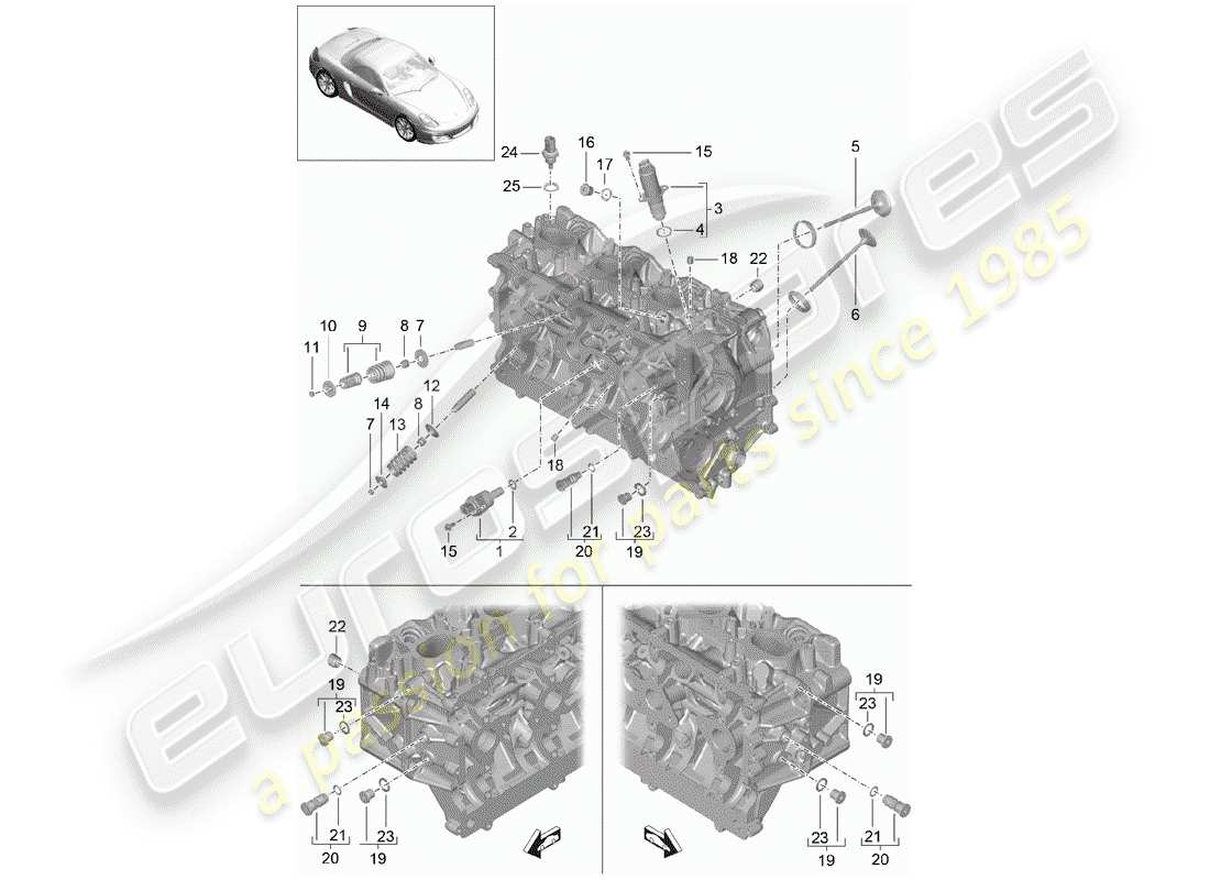 porsche 2015 (981 boxster) zylinderkopf teilediagramm