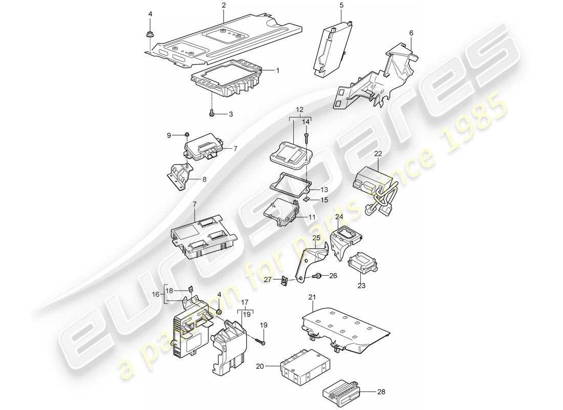 porsche 2009 997-2 turbo / gt2 steuergeräte ersatzteildiagramm