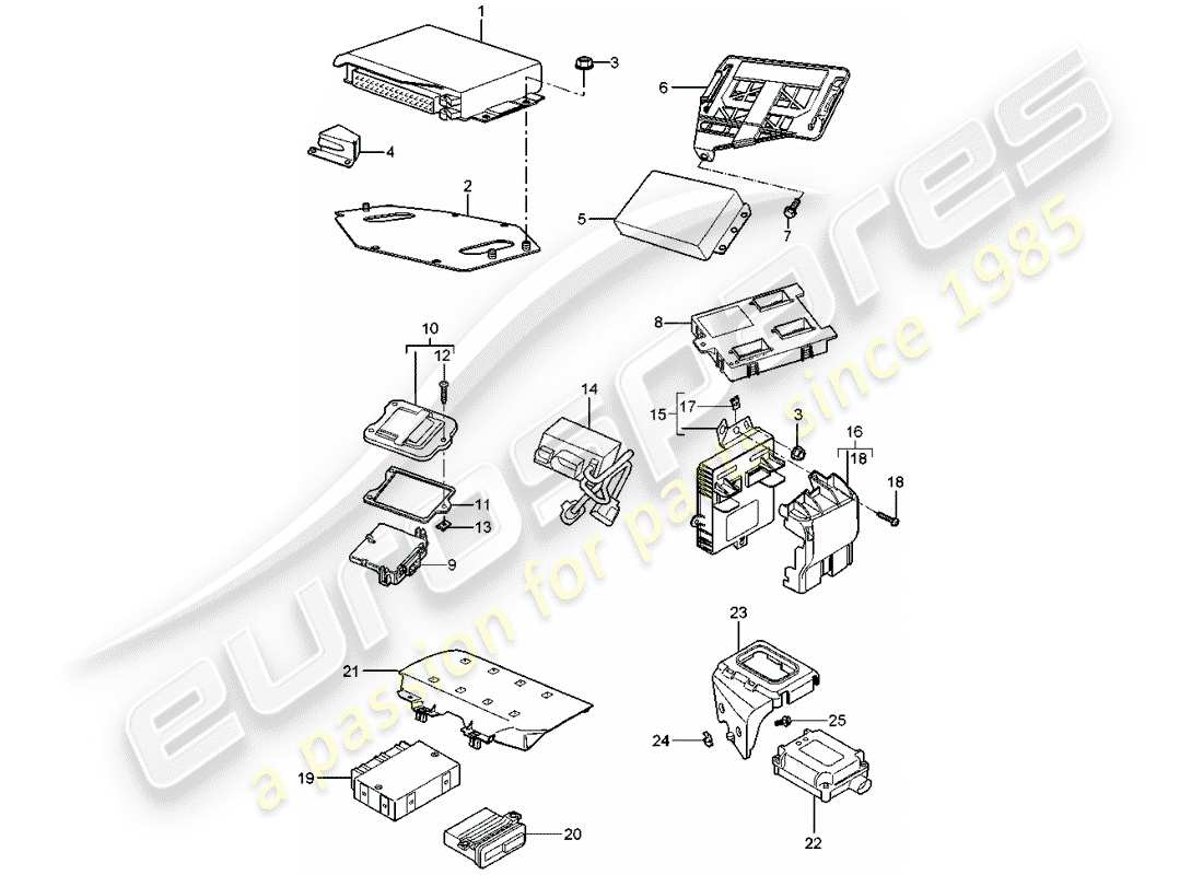 porsche 2008 (987 boxster) steuergeräte ersatzteildiagramm