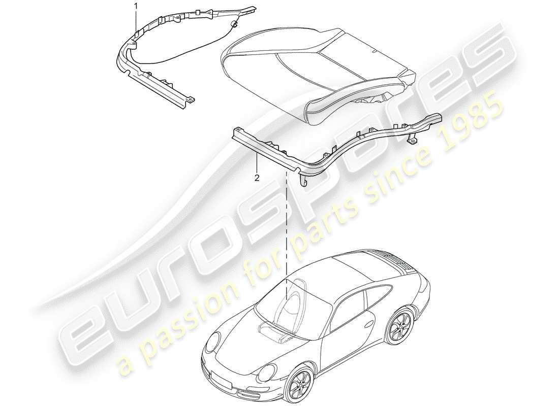 porsche 2012 (997-2 turbo / gt2 rs) kissenträger ersatzteildiagramm