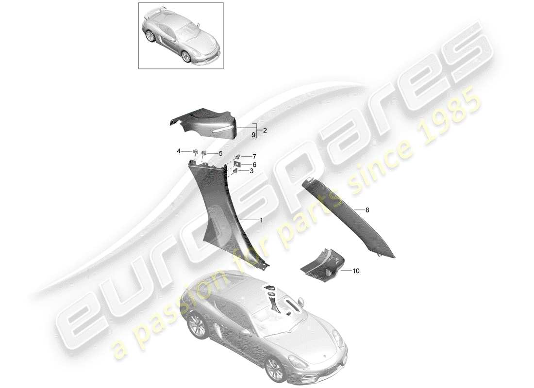 porsche 2016 (981 cayman gt4) trims-teilediagramm