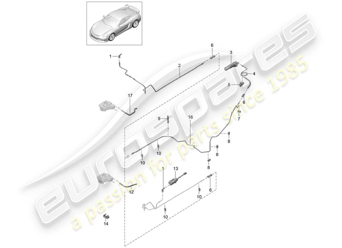 porsche 2016 (981 cayman gt4) kupplungsbetätigung teilediagramm