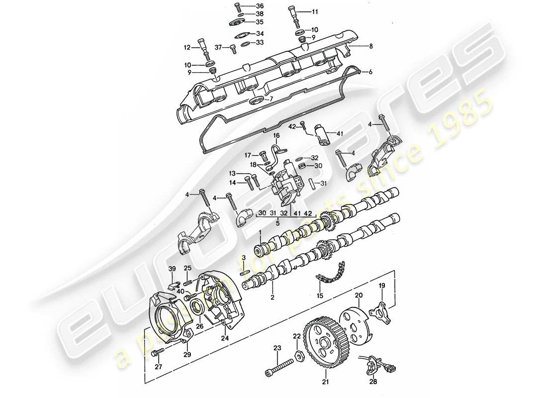 porsche 1992 (968) nockenwelle teilediagramm