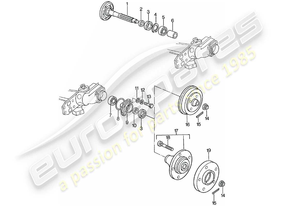 porsche 1981 (924) hinterradwelle - schmiermittel ersatzteildiagramm