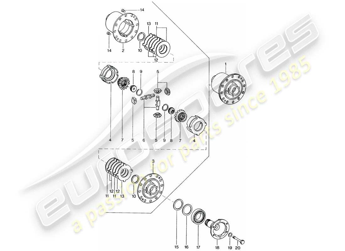 porsche 1971 (914) sperrdifferential ersatzteildiagramm