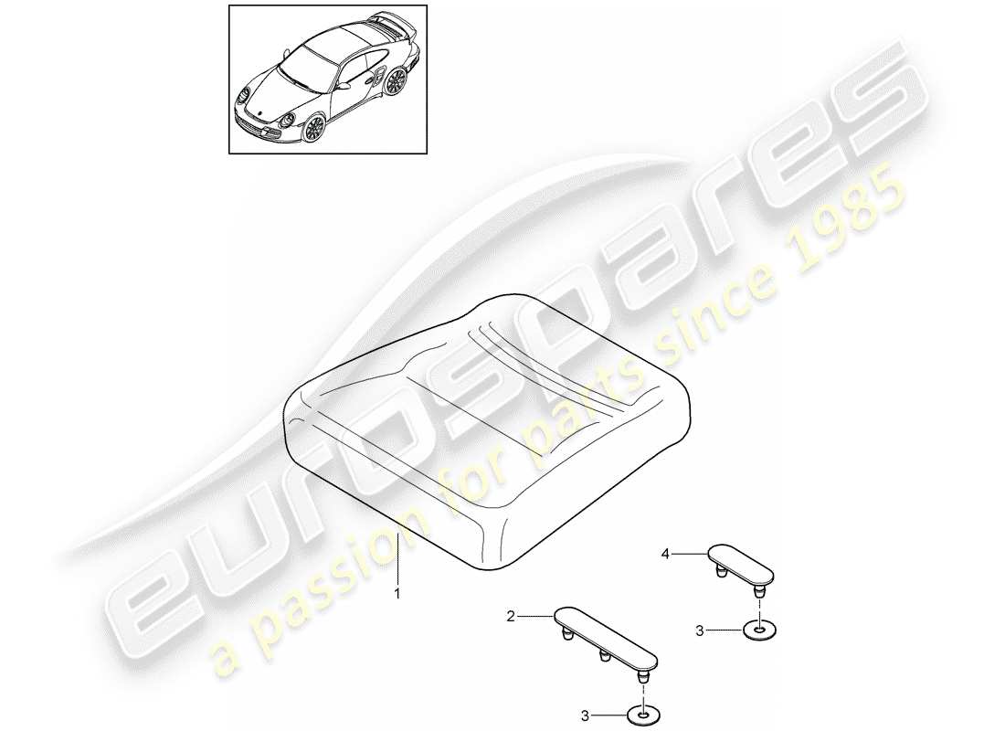 porsche 2012 (997-2 turbo / gt2 rs) rücksitzkissen ersatzteildiagramm