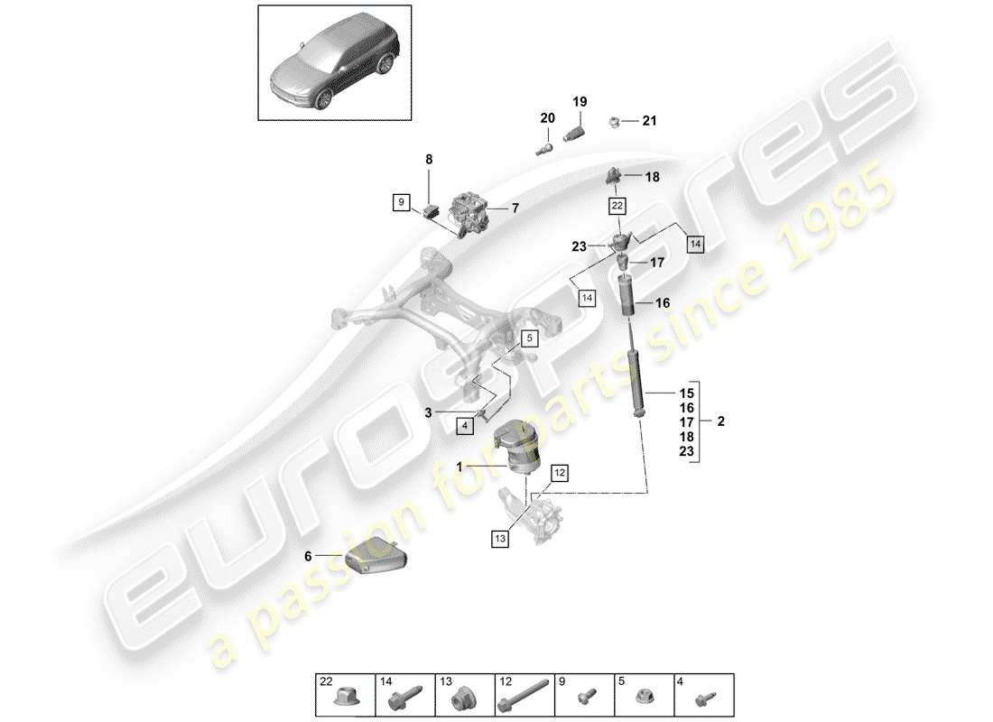 porsche 2018 (cayenne e3 9ya/9yb) luftfeder-ersatzteildiagramm