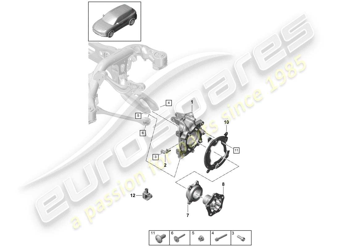 porsche 2018 (cayenne e3 9ya/9yb) radträger ersatzteildiagramm