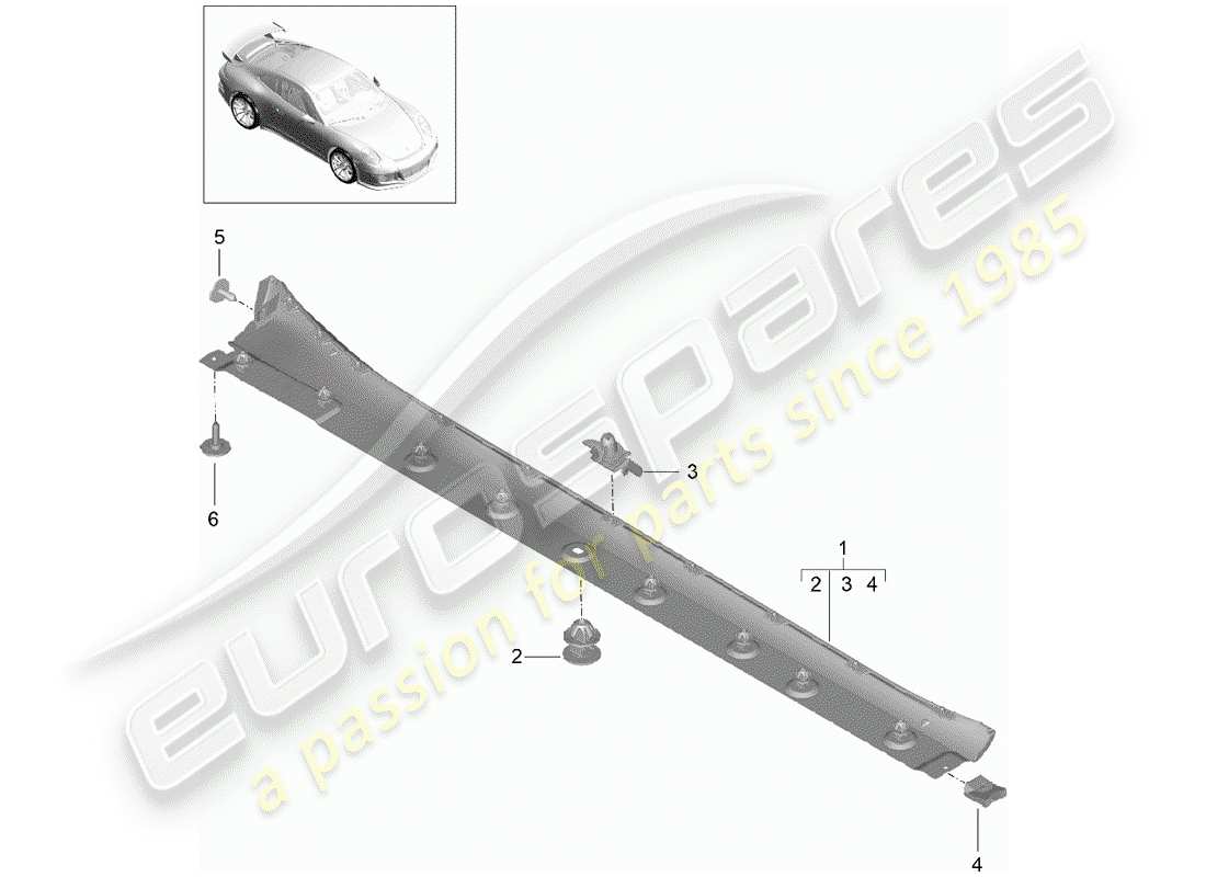 porsche 2020 (991-2 r/gt3/rs) seitenträgerverkleidung teilediagramm