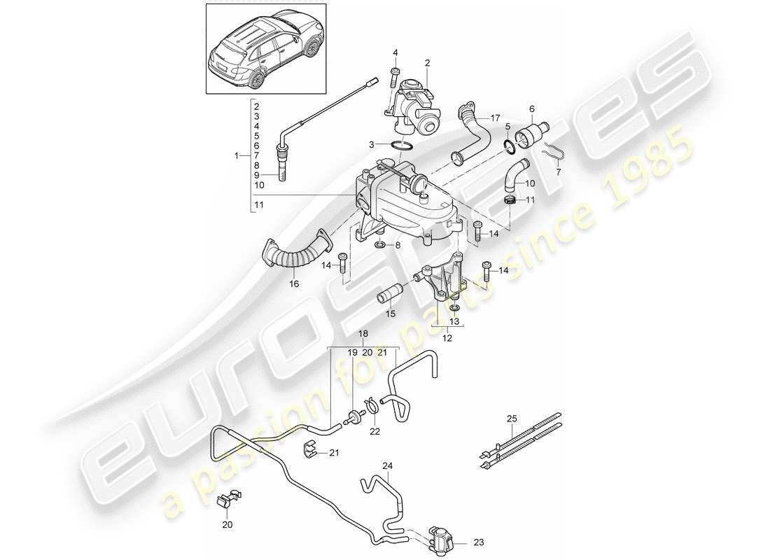 porsche 2014 (cayenne e2 92a) abgasrückführung - teilediagramm