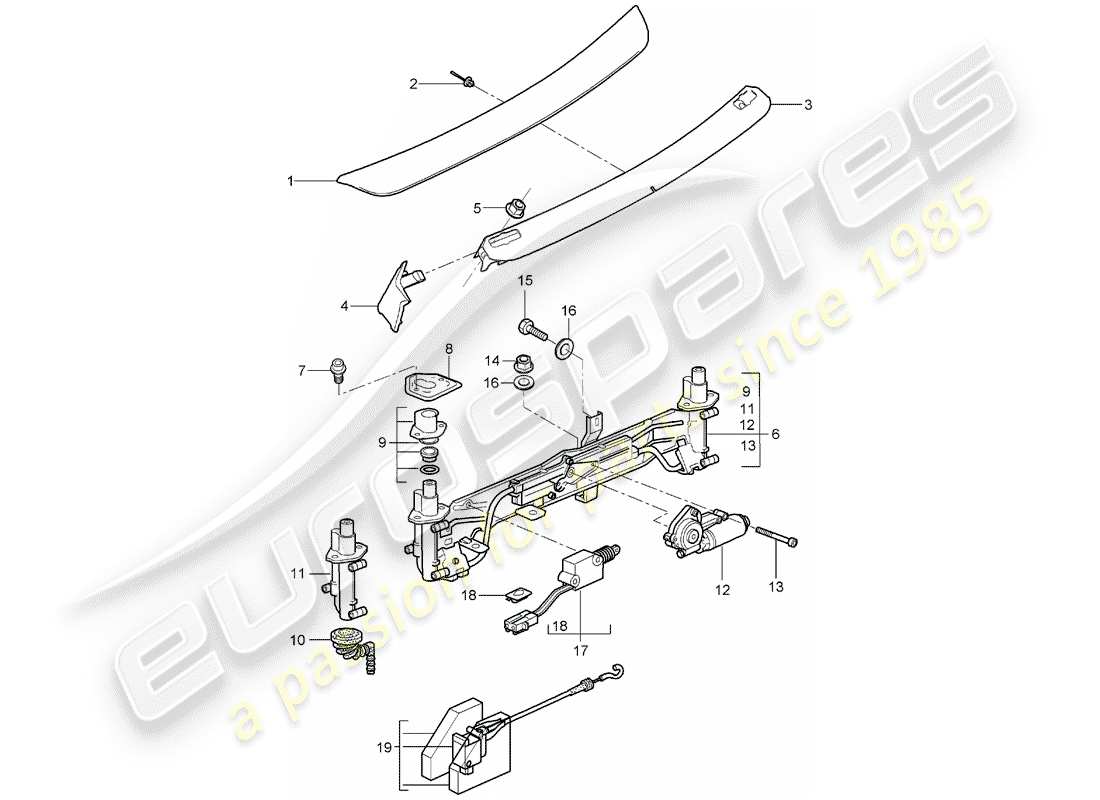 porsche 2005 (987 boxster) heckspoiler teilediagramm