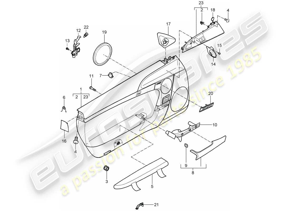 porsche 2007 (987 boxster) türplatte teilediagramm