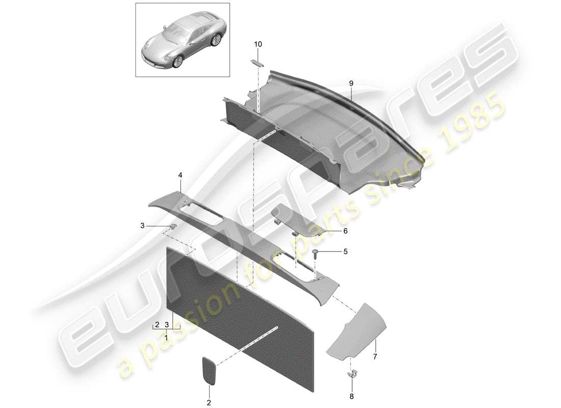 porsche 2017 (991-2) lining ersatzteildiagramm