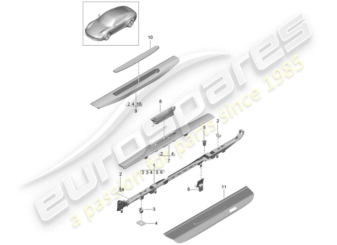 porsche 2016 (991-1) lining ersatzteildiagramm