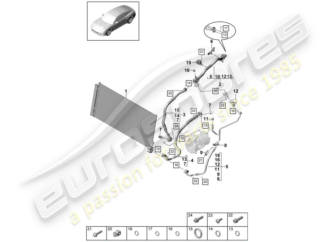 porsche 2020 (panamera 971-1) kältemittelkreislauf teilediagramm