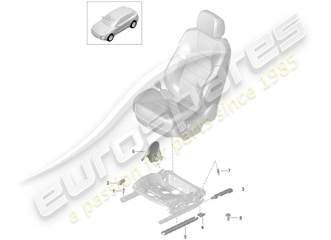 porsche 2017 (macan) sitzschiene ersatzteildiagramm