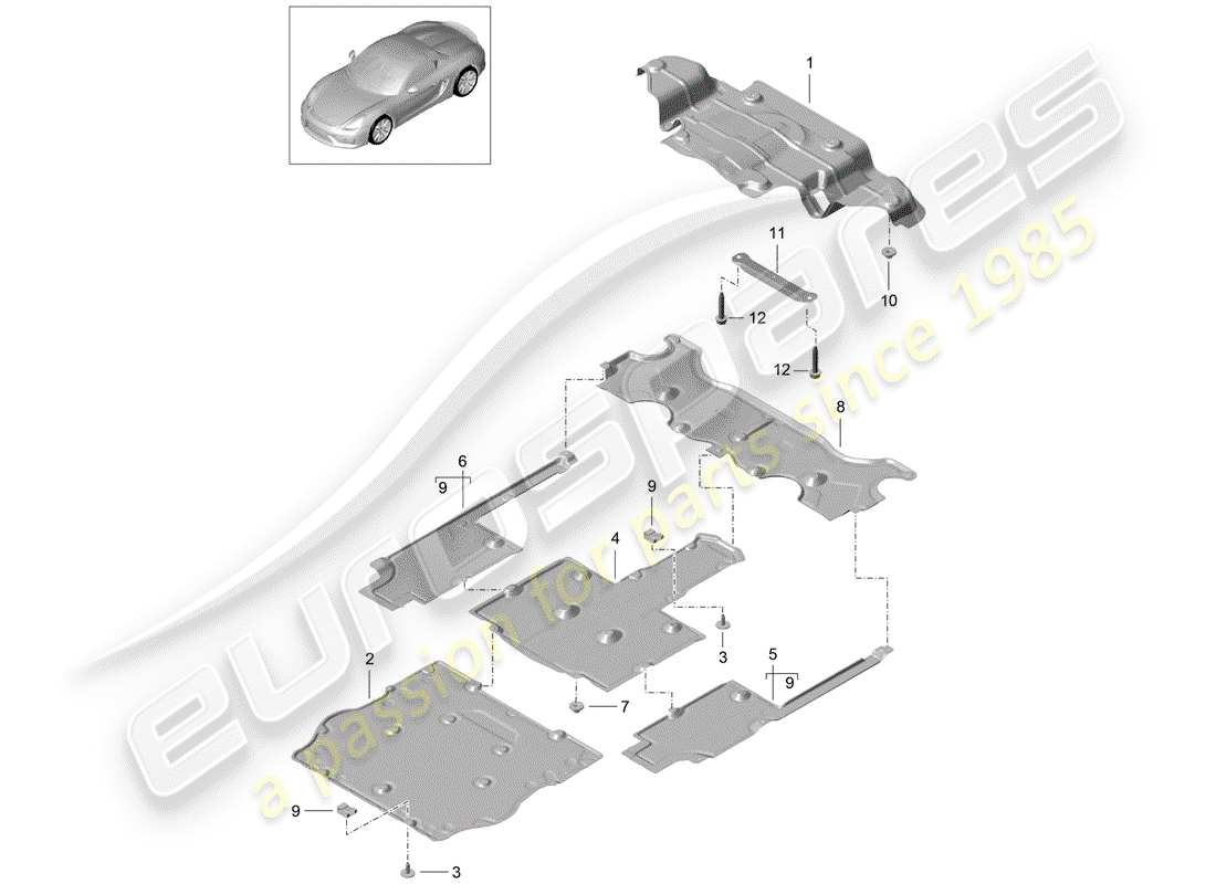 porsche 2016 (981 boxster spyder) lining ersatzteildiagramm