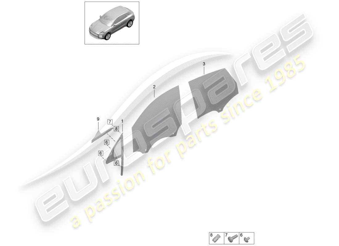 porsche 2019 (macan) befestigungselemente ersatzteildiagramm